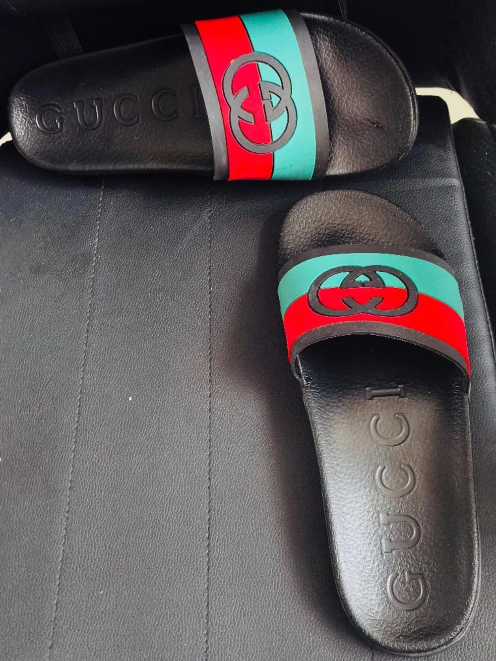 Gucci Black Interlocking G Slip-On Sandals